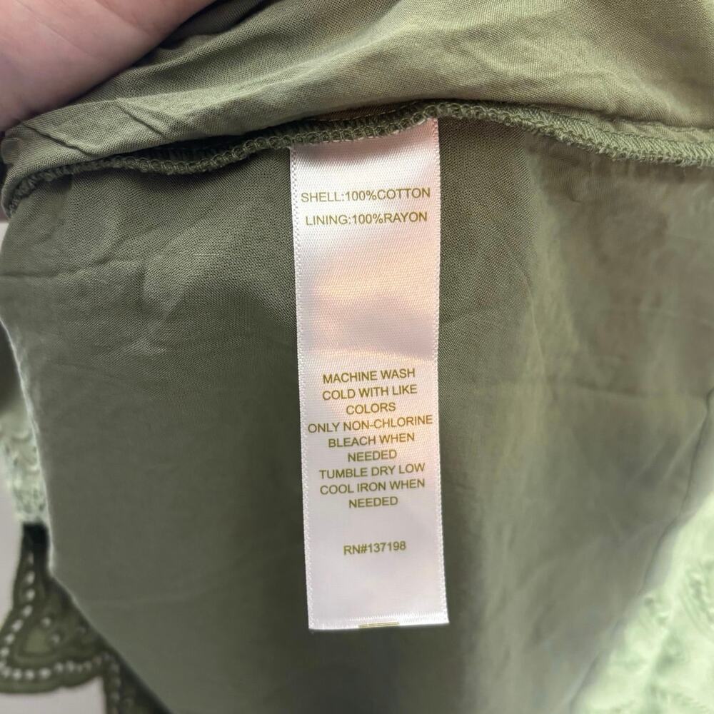 House of Harlow 1960 NWT Olive Green Eyelet Midi Dress Cottagecore Praire Size 4 - Picture 10 of 12